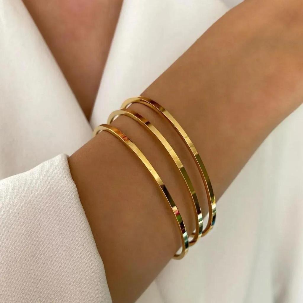 Женский тонкий простой стальной браслет, 3 шт., 65 мм, 18 см