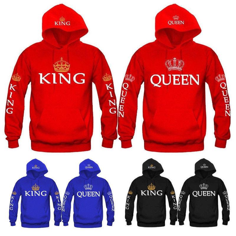 Stylish Cotton Hooded Sweatshirt For Couples Printed Long Sleeve Pullover For Fall