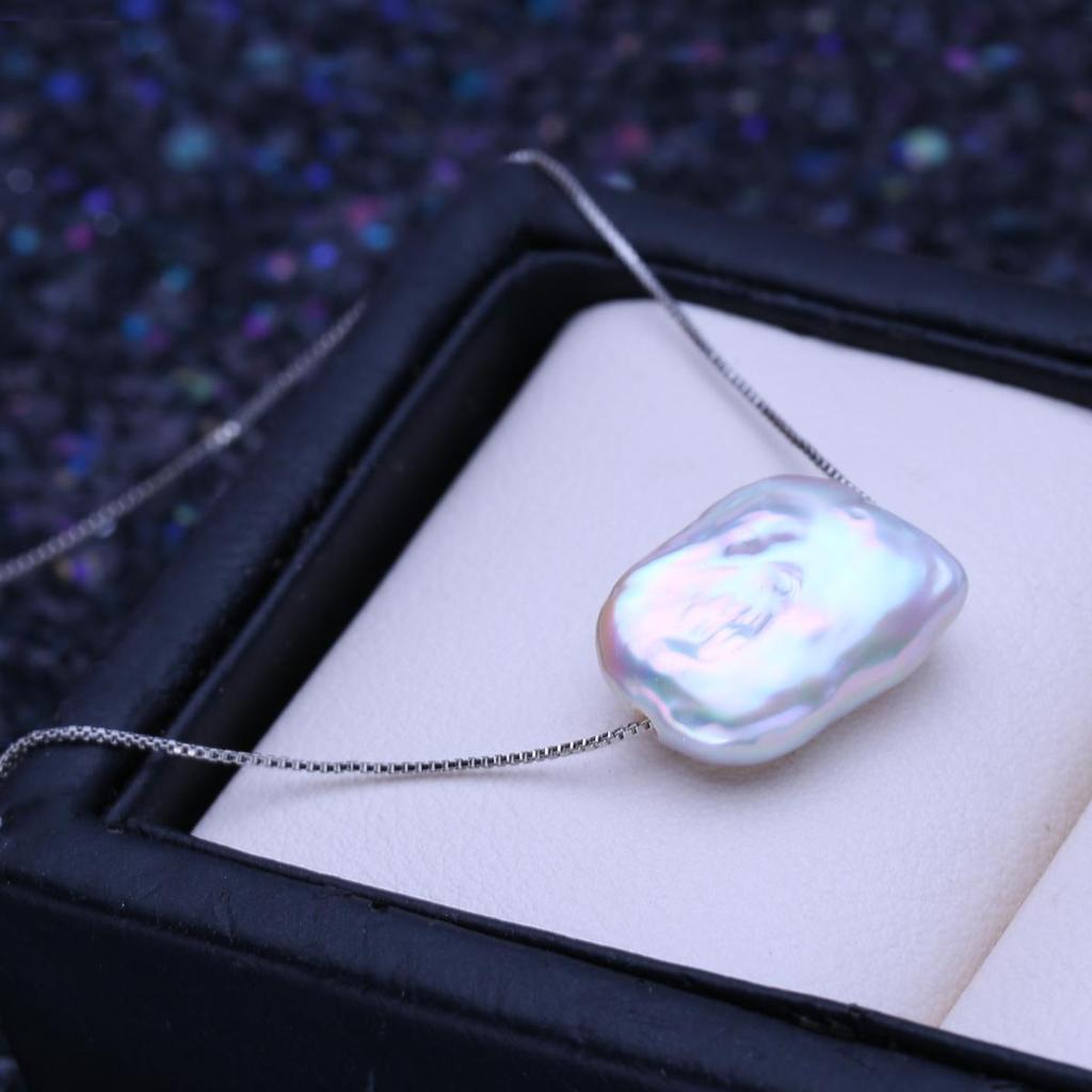 LSOOYH Натуральный пресноводный большой жемчуг в стиле барокко, классический кулон серебряного цвета, ожерелья для женщин и девочек, подарок на день рождения