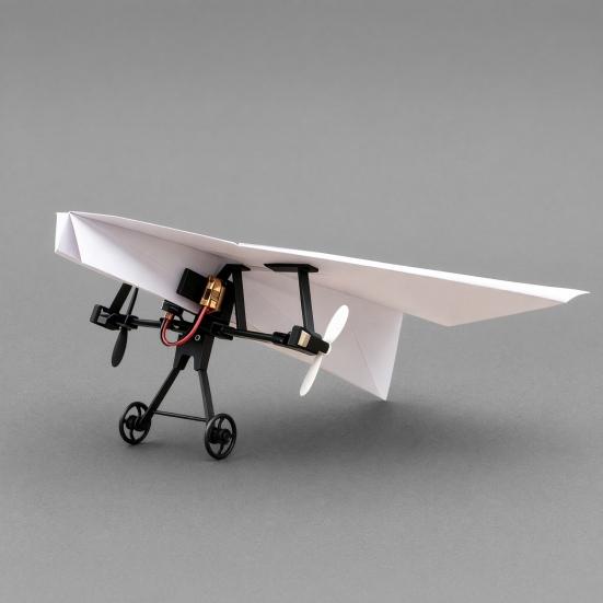 yangyizhi Remote Control Paper Airplane Kit with Gyro Stabilizer, DIY Electric RC Plane Power Module Dual Propellers, Aircraft Launcher Transmitter