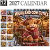 1 Pc Highland Cow Wall Calendar, Spiral Bound 12 Month Animal Calendar with Large Writable Date Boxes, Home Office Decor Gift