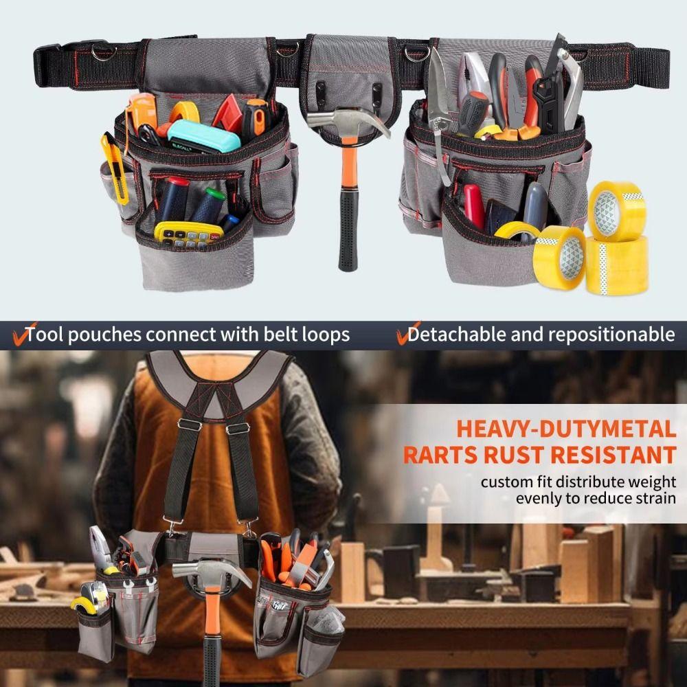 Adjustable Tool Belt with Suspenders Large Capacity Combined Tool Organizer Work
