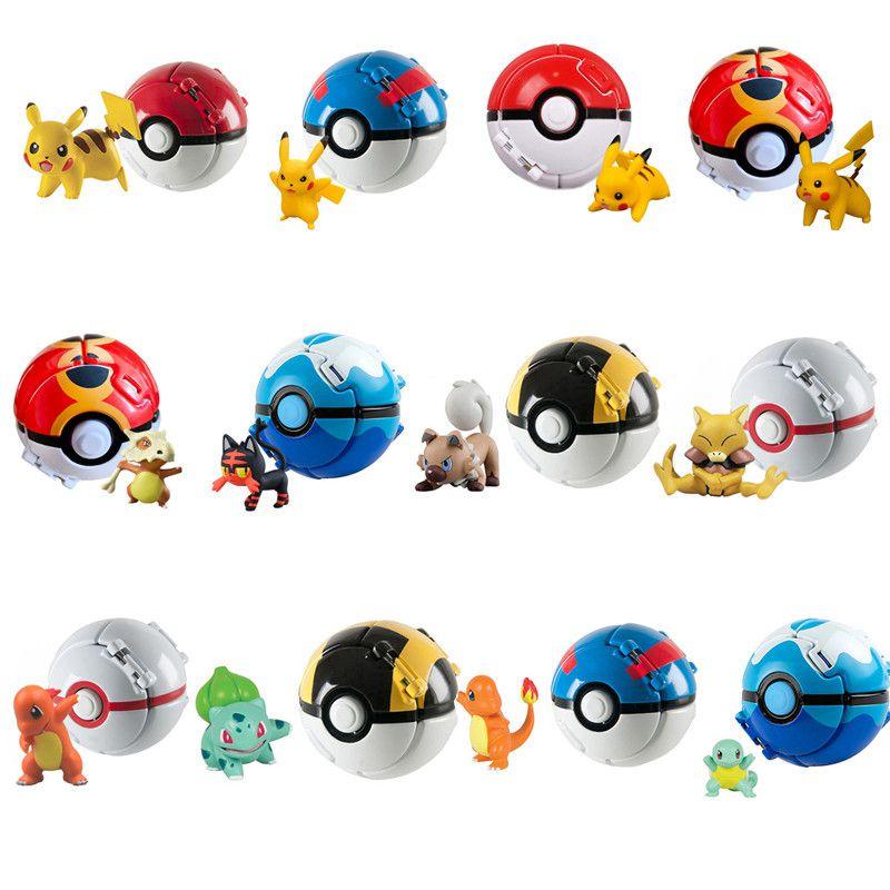Pokemon Poke Ball Elf Figure Model Toy Pikachu Charmander Litten Rockruff Game Anime Figure
