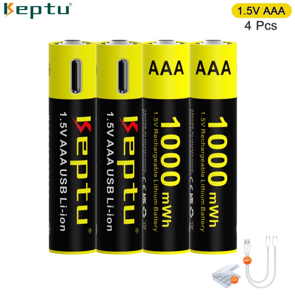 KEPTU 1000mWh 1.5V AAA перезаряжаемая литий-ионная батарея AAA 3A Bateria батареи для камеры игрушечной машины часов компьютера материнской платы