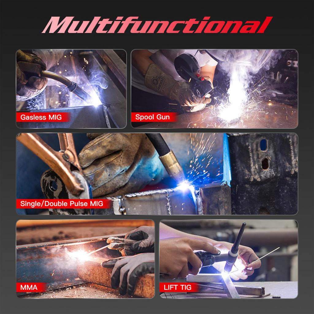 Сварочный аппарат ANDELI, алюминиевый, сварка под давлением 200 В, 200 А, дуговая сварка MIG Lift TIG, газовая, 5 в 1, многофункциональный сварочный аппарат MIG, ЖК-экран PRO