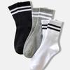 3 Pairs Women Parallel Bar Striped Printed Round Neck Socks Suitable Daily Life Breathable Lightweight Casual Mid Length Socks