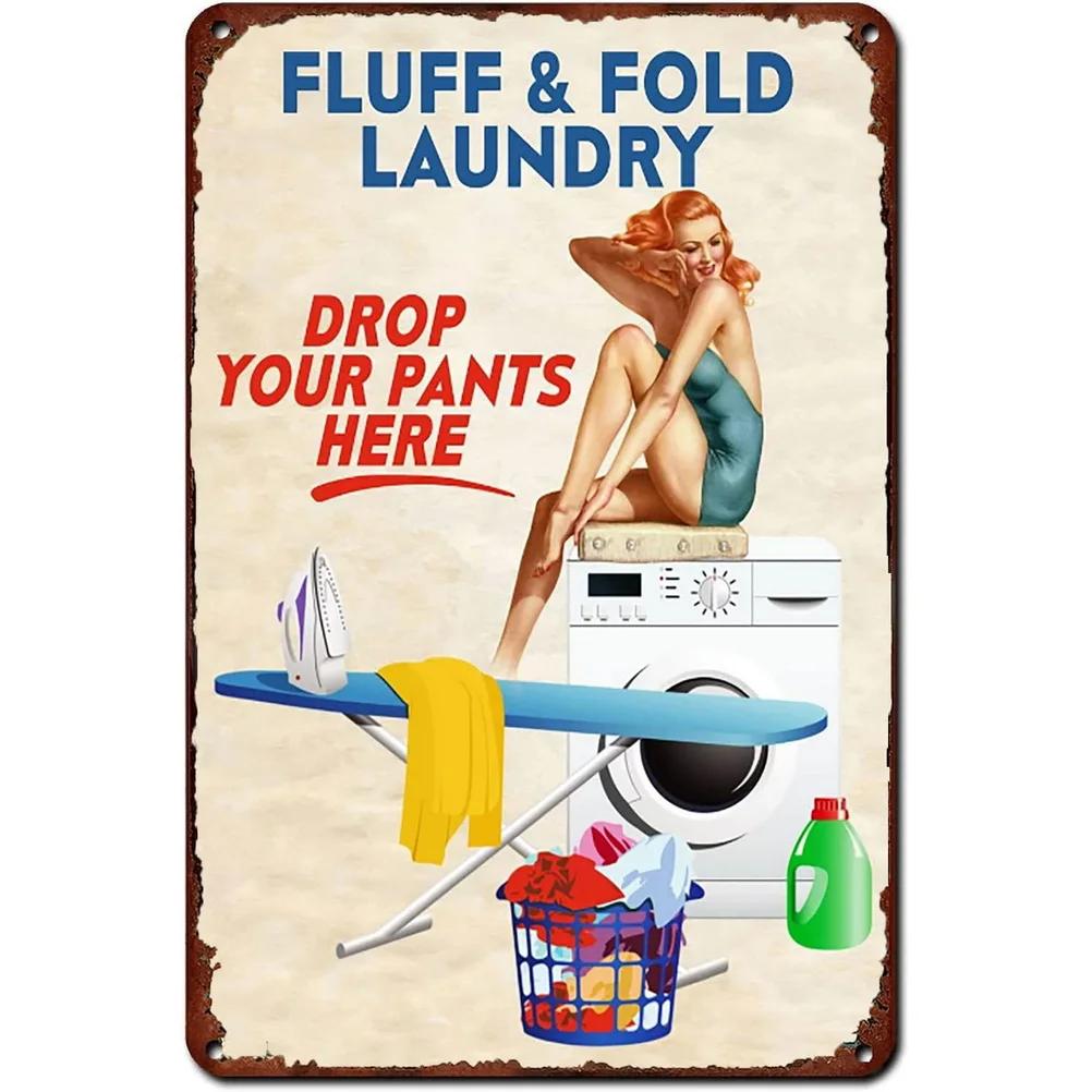 Винтажные металлические знаки Pinup Girls Настенный декор для ванной комнаты Прачечная Мужская пещера Домашние бары Гараж Кафе Клубы Ретро-плакаты Табличка