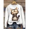 Women's Sweatshirt Polyester Animal Dailywear Casual Print Casual Crew Neck Long Sleeve Micro-elastic Fall Winter