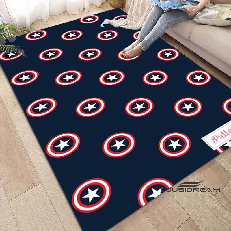 Captain America Cartoon-Themed Rug — Living Room Home Décor, Bedroom, Sofa & Doormat Accent, Children's Rug, Non-Slip Mat