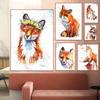 Abstract Watercolor Fox Poster Cartoon Modern Animal Wall Art Picture Canvas Print for Living Room Home Decor Painting Cuadros
