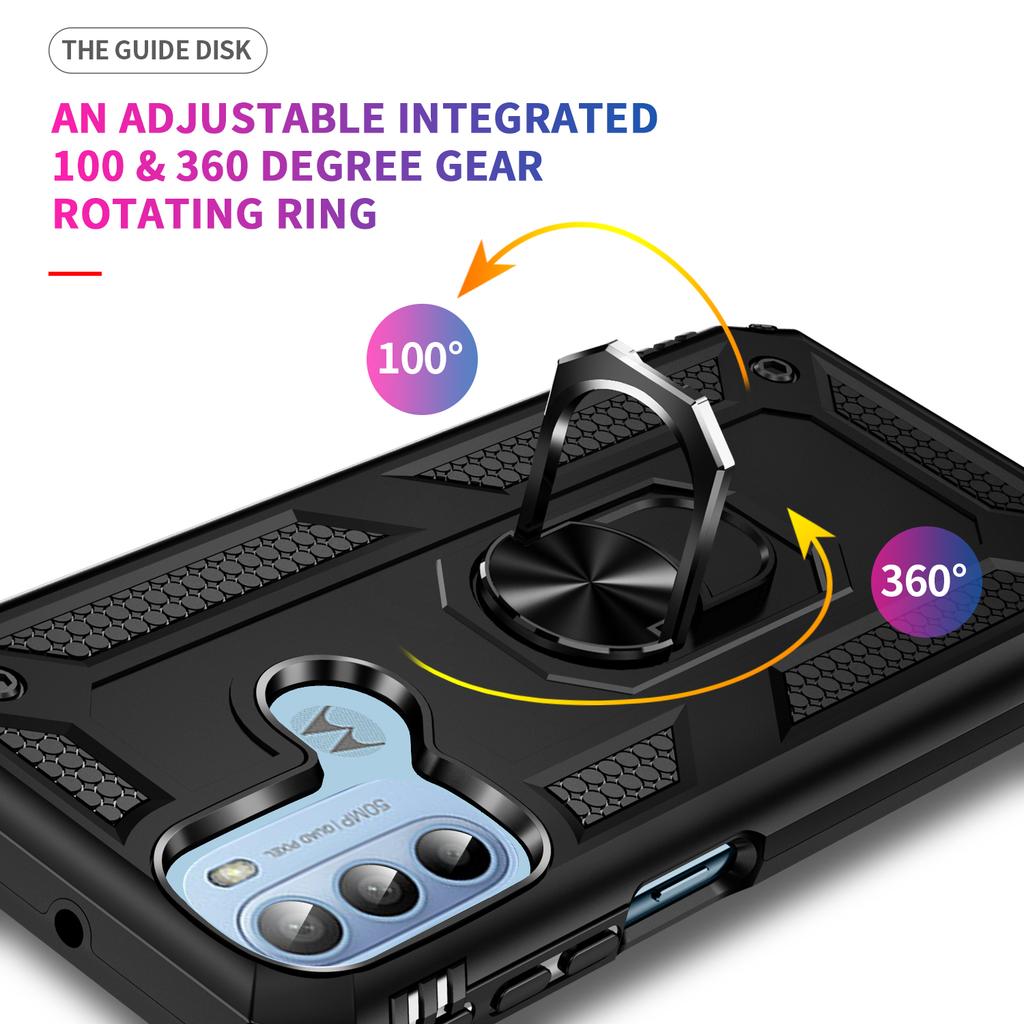 For Motorola Moto G31 4G/G41 4G PC+TPU Armor Defender Phone Case Ring Kickstand Non-slip Protective Cover