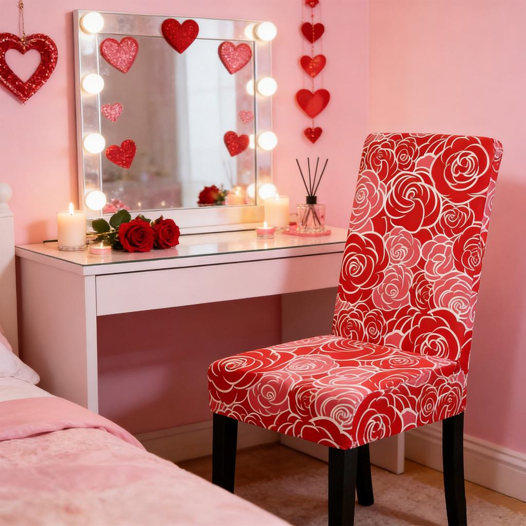 Valentine's Day Chair Covers, Elastic -shaped Polka Dot Chair Covers, Suitable For Kitchens, Hotels, And Banquet Halls.