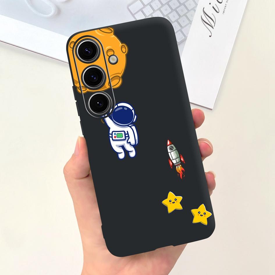 Чехол для Samsung Galaxy S24 Plus Милый Желтый Утенок Астронавт Матовый Силиконовый Мягкий Чехол для Samsung S 24 S24 Ultra S24+ 5G Funda