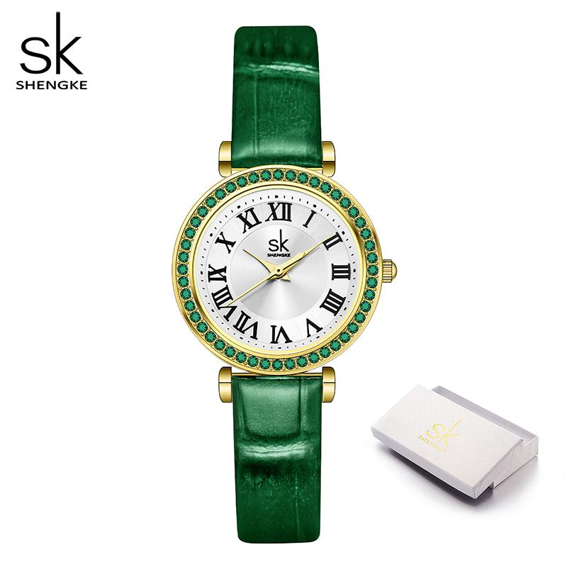 Shengke лучший бренд класса люкс женские часы из нержавеющей стали водонепроницаемые часы женские часы часы с бриллиантами 