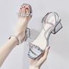 Sandals for Women 2025 New Summer Fairy High Heels for Women's Middle Heel Thick Heel Straight Strap Sandals Sandalias De Mujer
