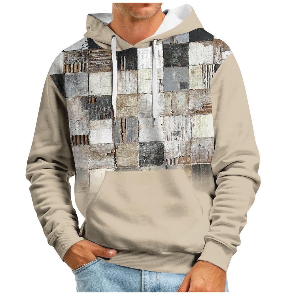 Модный свободный мужской и женский свитер с капюшоном с длинным рукавом и принтом