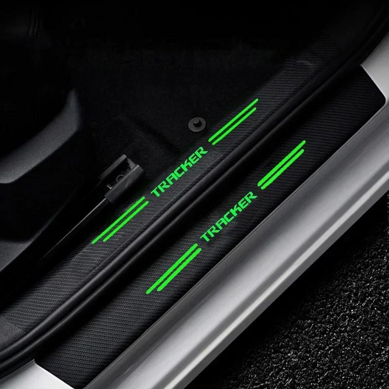 AABHE1 Car Threshold Scuff Plate Carbon Fiber Trunk Sill Protector Sticker For Chevrolet TRACKER Badge Door Welcome Pedal Guards Decals