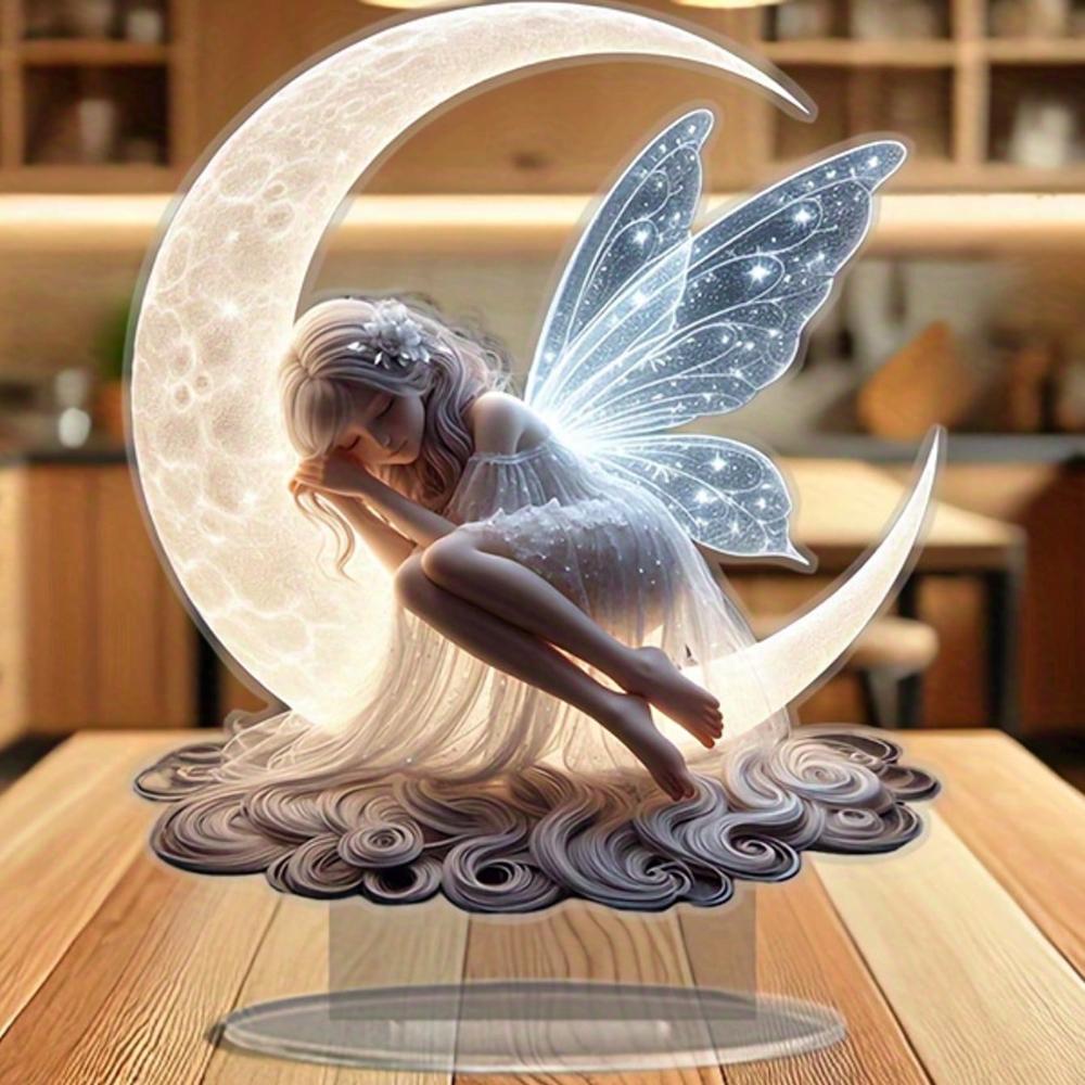 Очаровательная фея, 2D плоский акрил, настольное украшение, орнаменты, подходит для гостиной, офиса, подарки, Рождество, Хэллоуин