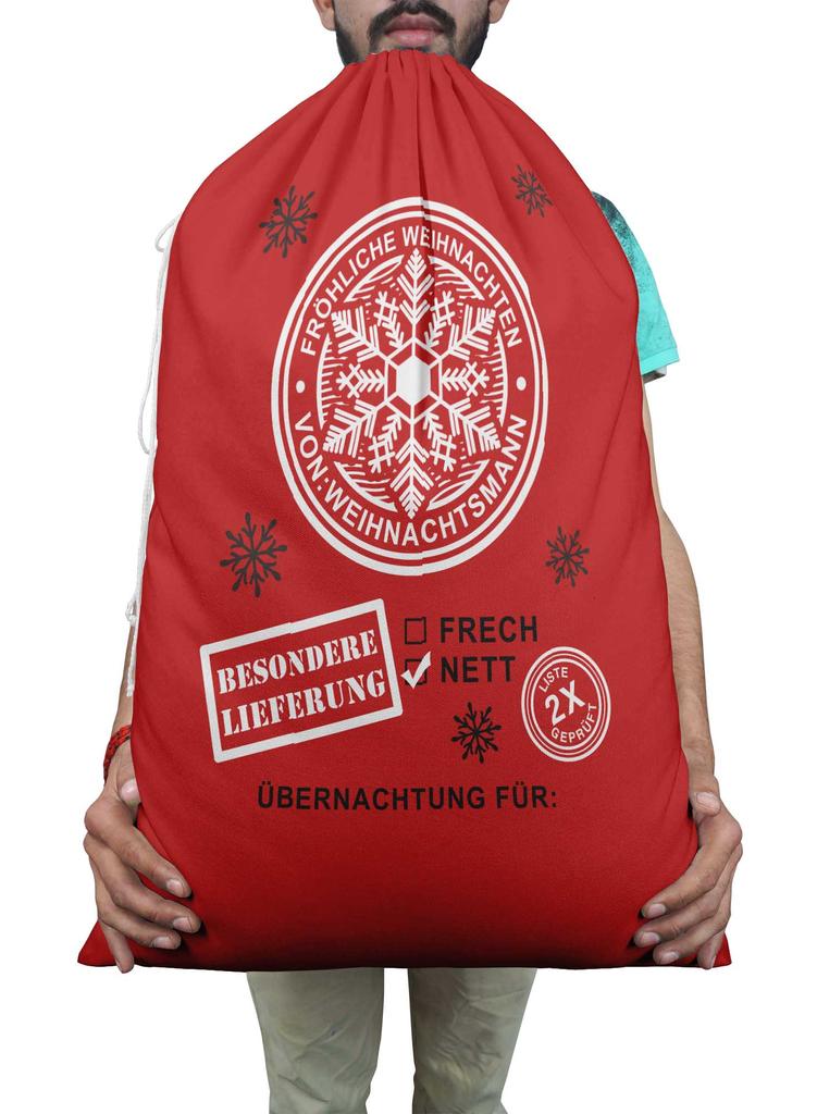 Printtoo 2 шт. Большие мешки Санты с завязками на шнурке, холщовые рождественские подарочные пакеты для детей, Рождество 27x20 дюймов