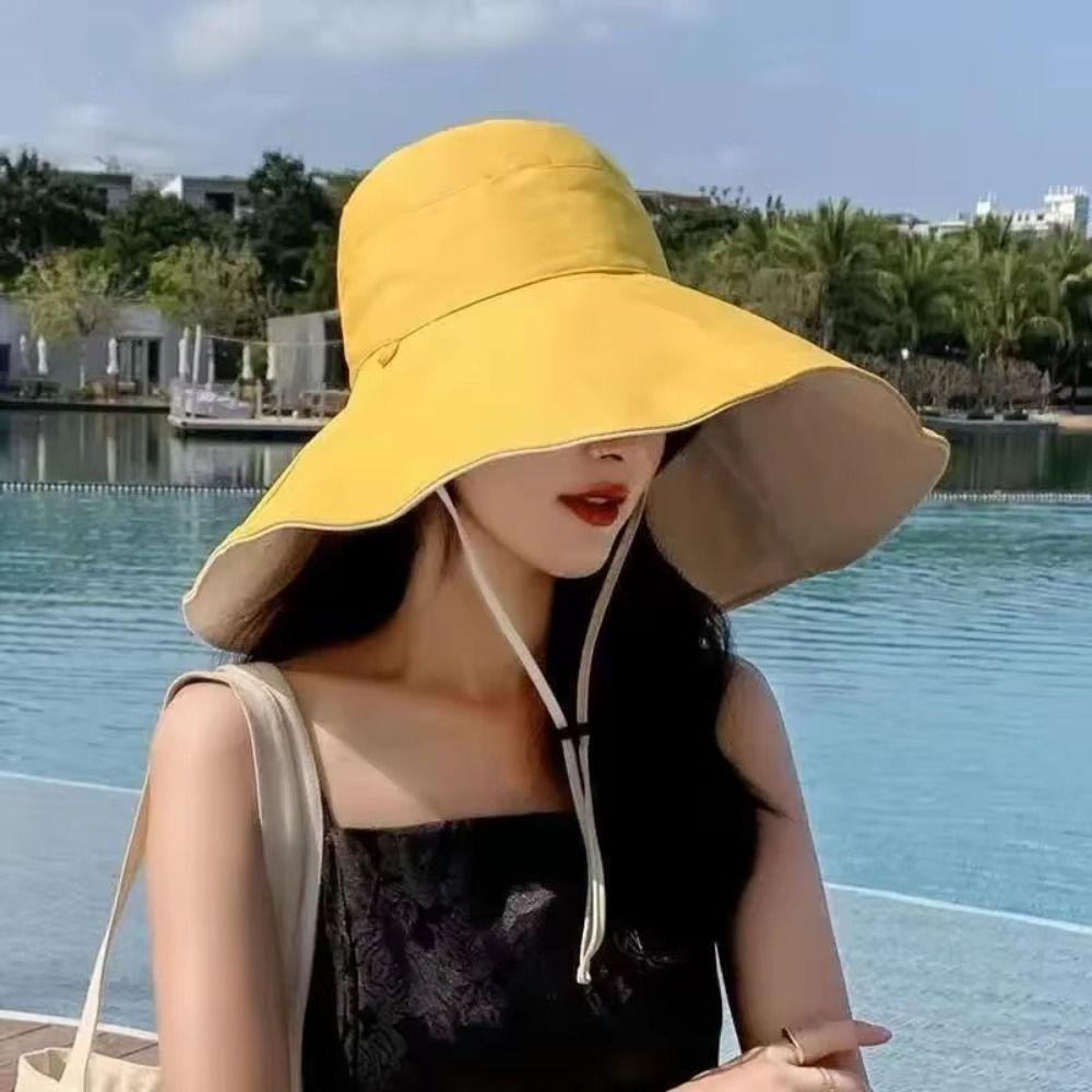 UV Protection Sunscreen Sun Hat Solid Color Hiking Bucket Hat Fashion Women Fisherman Hat Ladies