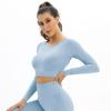 Nessaj Топ для йоги с длинным рукавом, женский бесшовный спортивный укороченный топ, сексуальные рубашки для фитнеса с открытой спиной
