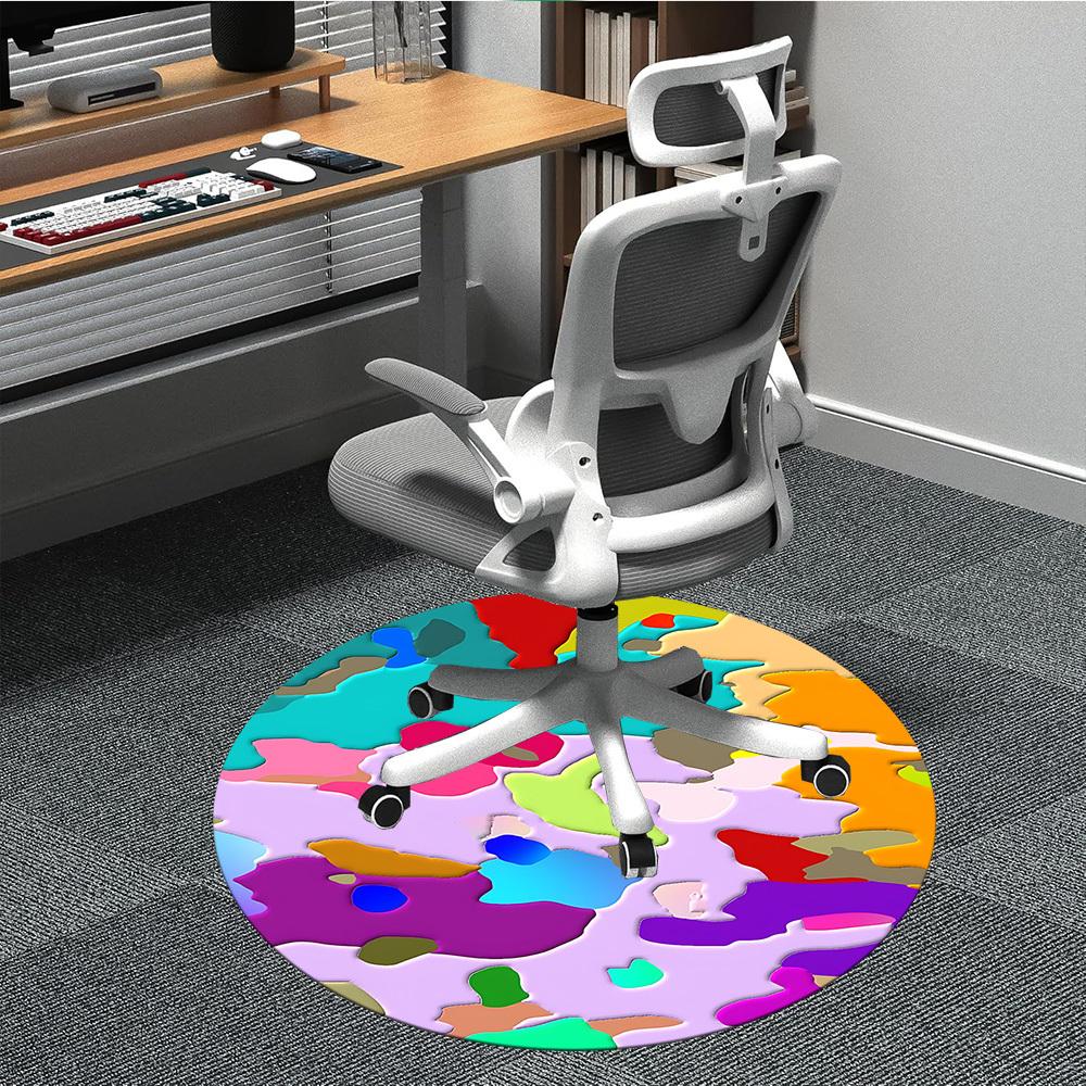 1pc Colorful Design Chair Carpet for Office Non Slip, Machine Washable Rug for Office, Room Holiday Decor for Christmas, Birthday Polyester