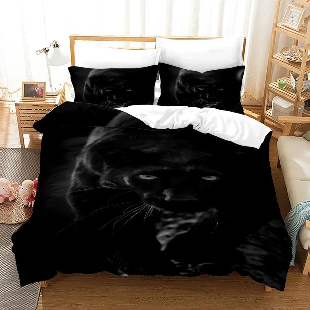 Leopard Black Panther Comfortable Duvet Quilt Cover Pillowcase Bedding Set Children Bedroom Decoration Home Textile