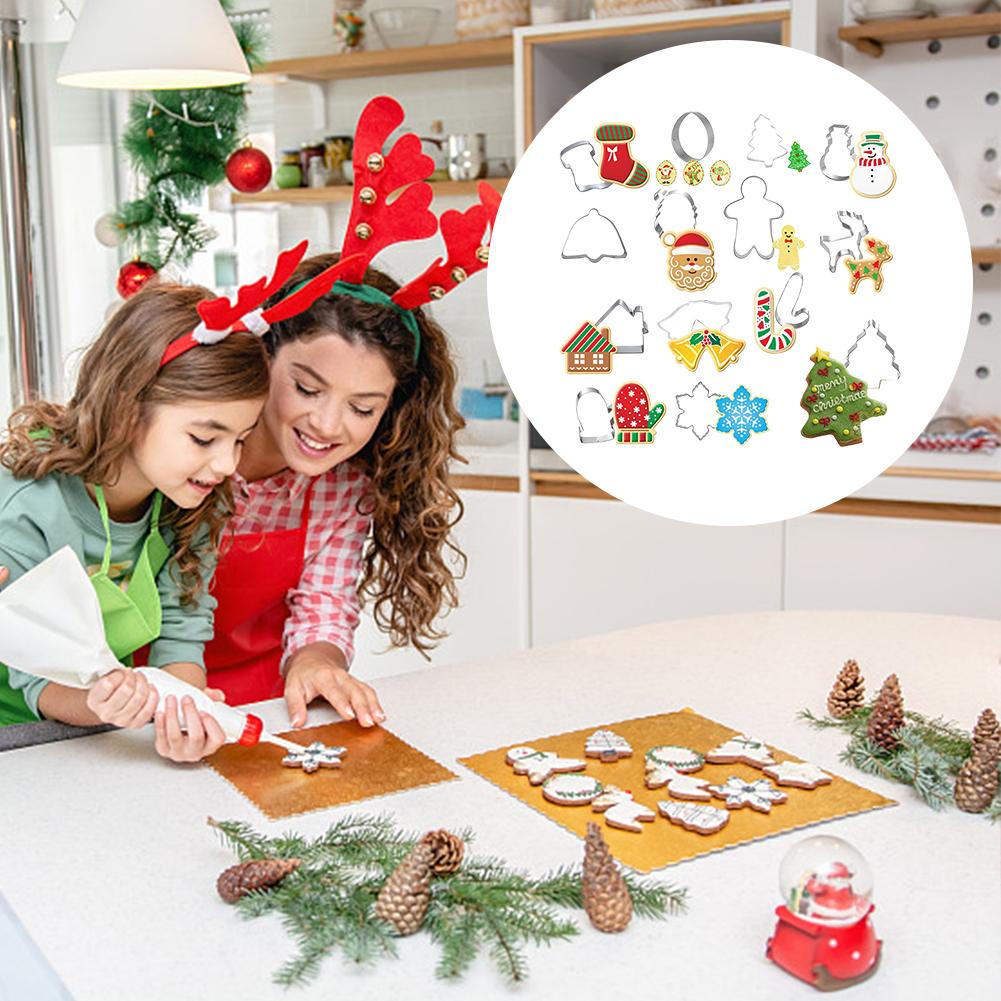 14/28 шт. Ручные рождественские формочки для печенья из нержавеющей стали, форма для вырезания печенья, DIY 3D формочки для печенья для приготовления маффинов, печенья