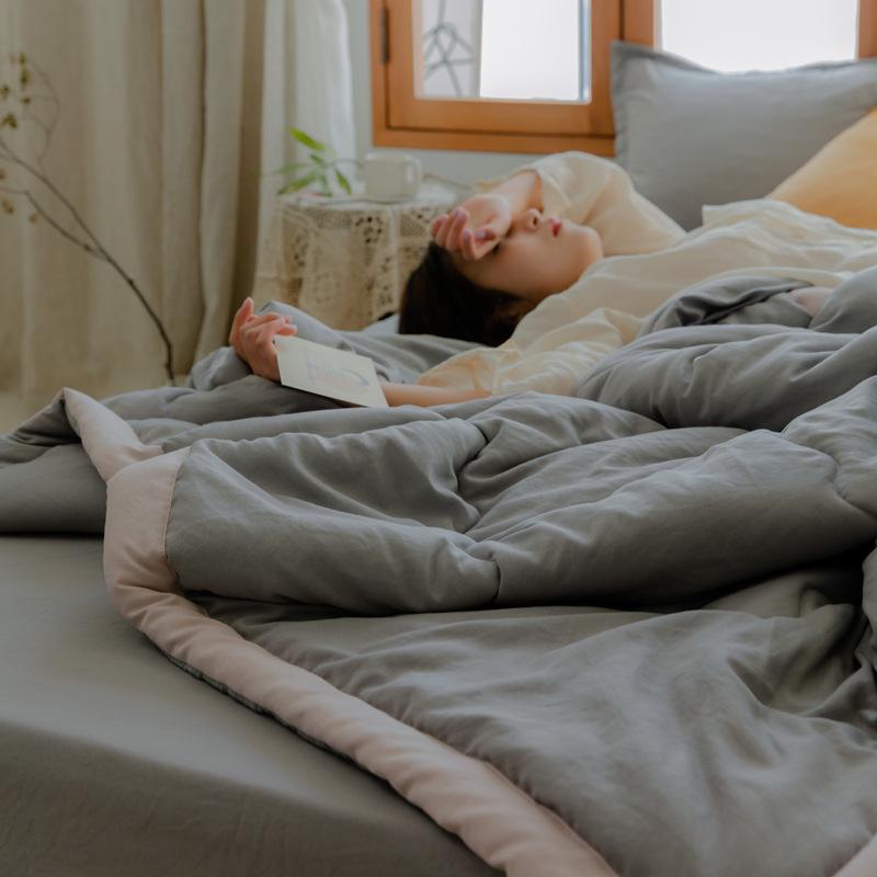 Однотонное одеяло летнее из стиранного хлопка с охлаждающим эффектом, Летнее одеяло, Однотонное тонкое одеяло-наполнитель, Приятное к коже одеяло