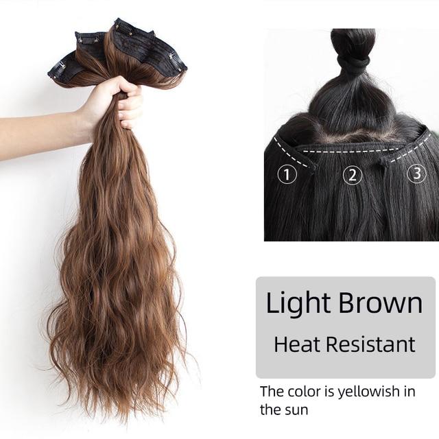 Синтетические волосы для наращивания, длинные прямые, вьющиеся, волнистые, натуральный искусственный парик, женский зажим на заколке, цельные волосы для женщин
