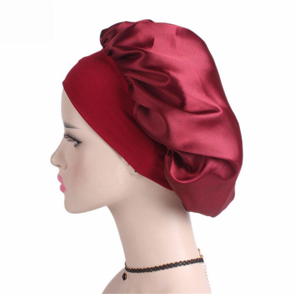 Soft Stretch Head Cover Night Sleep Hat Wide Band Satin Cap Elastic Head Wraps Hair Loss Chemo