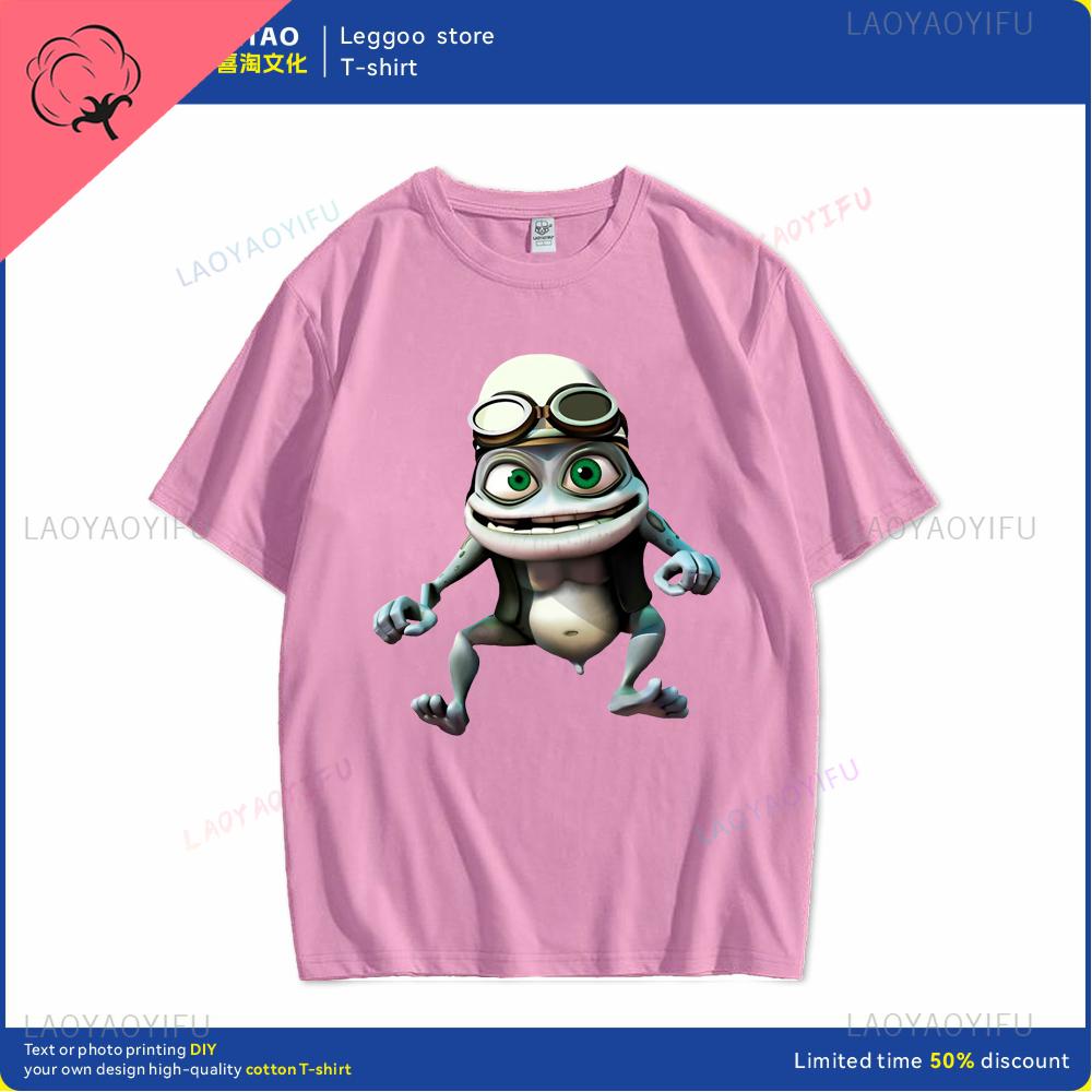 Футболка Crazy Frog Футболка Crazy Frog Хлопковая Футболка с принтом Короткий рукав Повседневная Мужская Милая Футболка Хип-хоп Харадзюку Стритвир