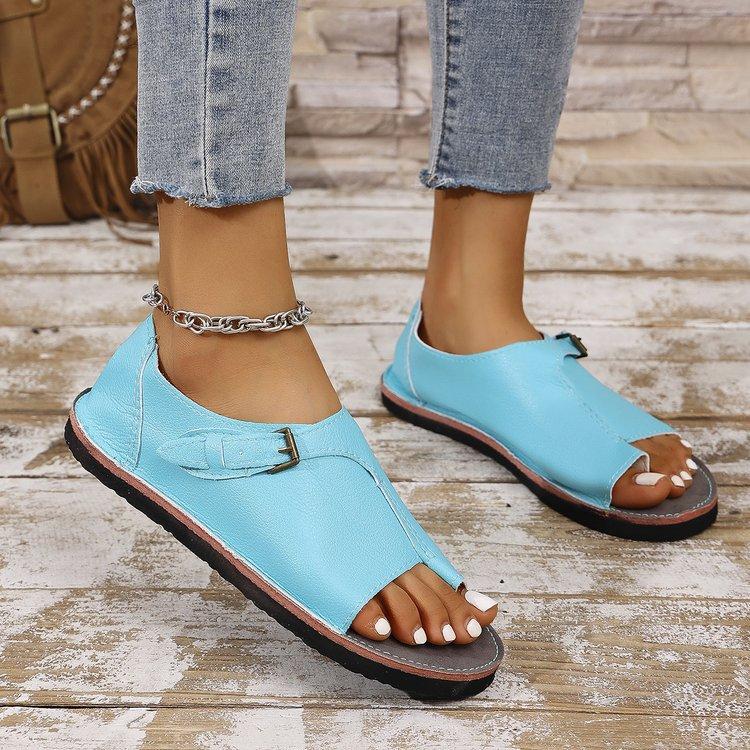 Женские сандалии 2025 года, новые плоские ретро-сандалии с открытым носком, дизайнерские брендовые повседневные пляжные женские сандалии, большие размеры 35-43