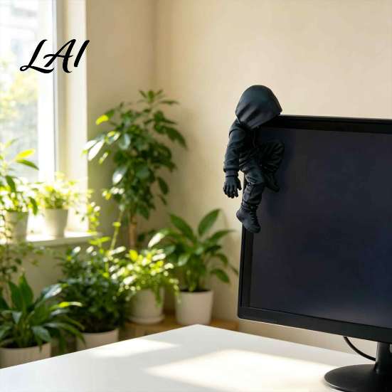 Gaming Room Desktop Decorations Dark Hooded Villain Monitor Figurine Cool Faceless Hanging Ornament Minimalist Office Workspace Decor PLA