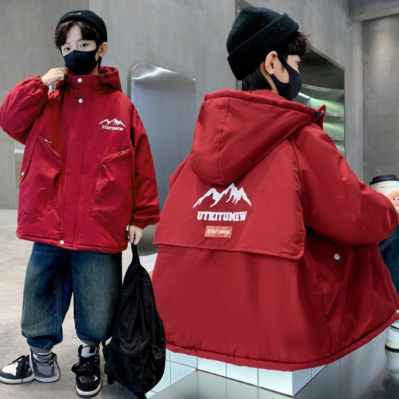 Boys Casual and Fleece Thickened Coat Autumn and Winter Children Handsome Pie Overcome