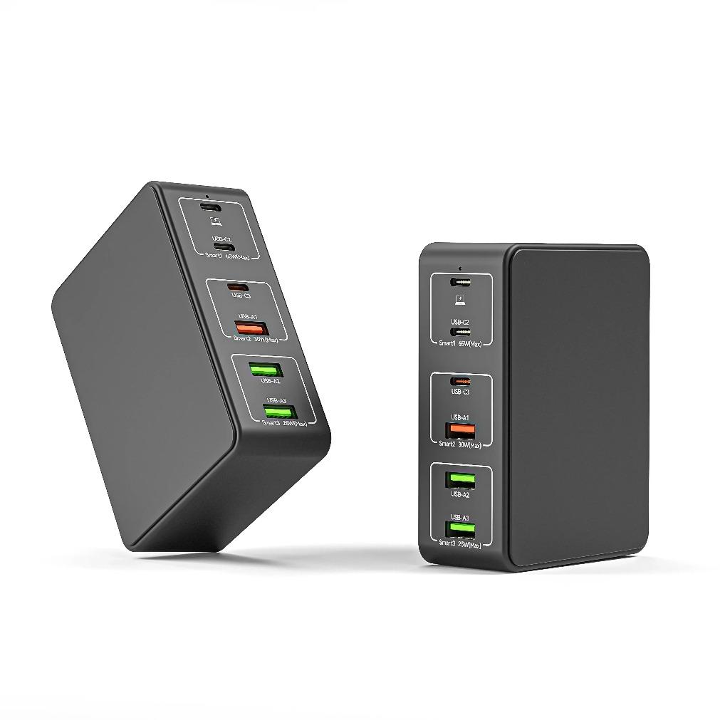 QC3.0 PPS PD 65W 6-портовая зарядка Gan 120W Зарядная станция 3C+3A для iPhone Samsung Xiaomi Смартфон Ноутбук Настольный ПК Быстрая зарядка