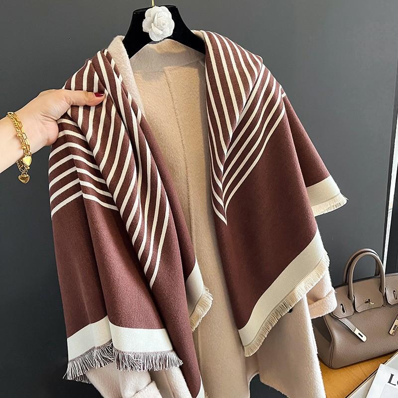 New Women'S Fashionable Imitation Cashmere Autumn And Winter Warm Large Square Scarf Double-Sided Tassel Scarf Air Conditioning Shawl