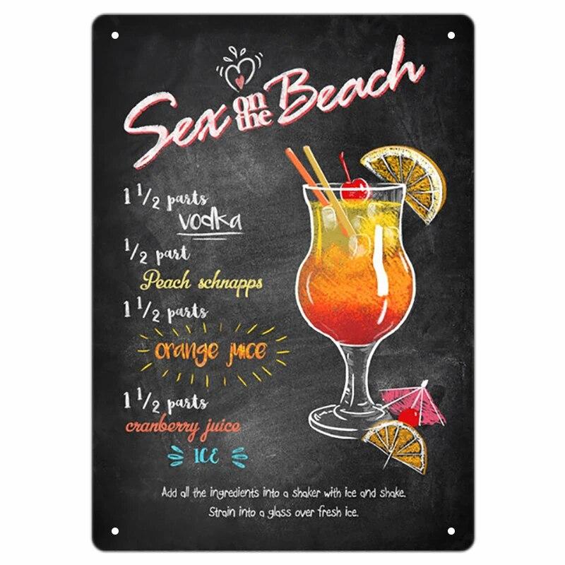 Vintage Bloody Mary Poster Tin Sign Retro Whiskey Sour Cocktail Metal Plaque Tiki Bar Pub Kitchen Home Decor