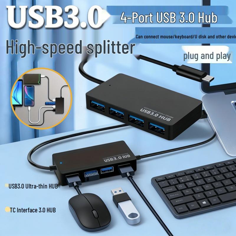 Ультратонкий 4-портовый USB 3.0 хаб-разветвитель - Расширьте возможности подключения вашего компьютера