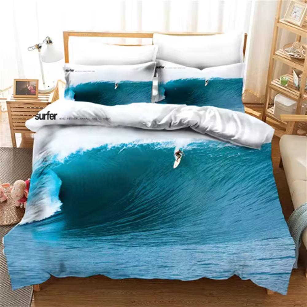 SSurf Seaside Vacation Пододеяльник Синяя Вода Одеяло Постельное Белье Комплект Для Взрослых Размер Квин 3d Стеганое Покрывало Комплект Постельного Белья Подкладка Кровать