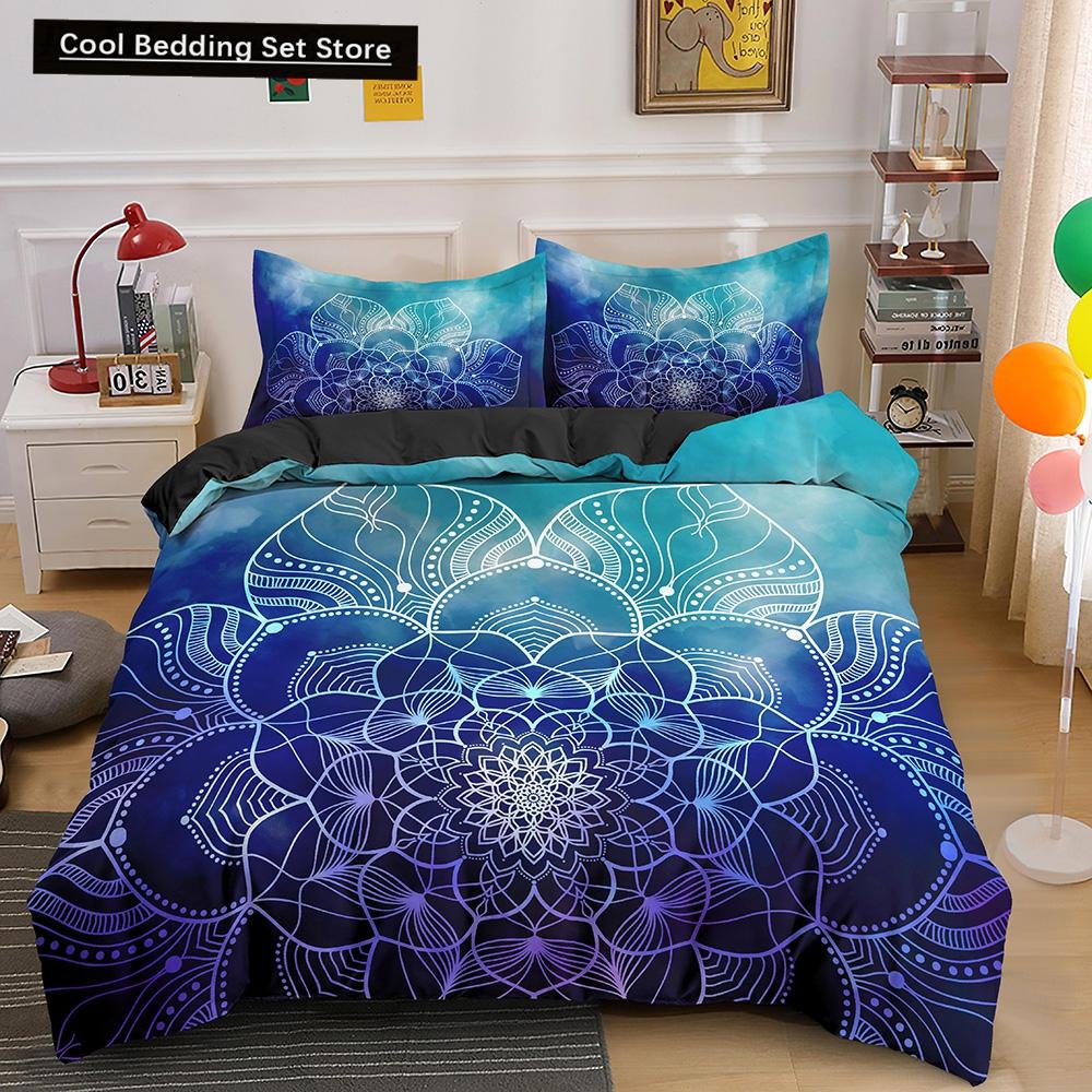Комплект постельного белья Psychedelic Boho Luxury 2/3 шт. с наволочкой King Mandala пододеяльник Queen одеяло покрывало полиэстер пододеяльник