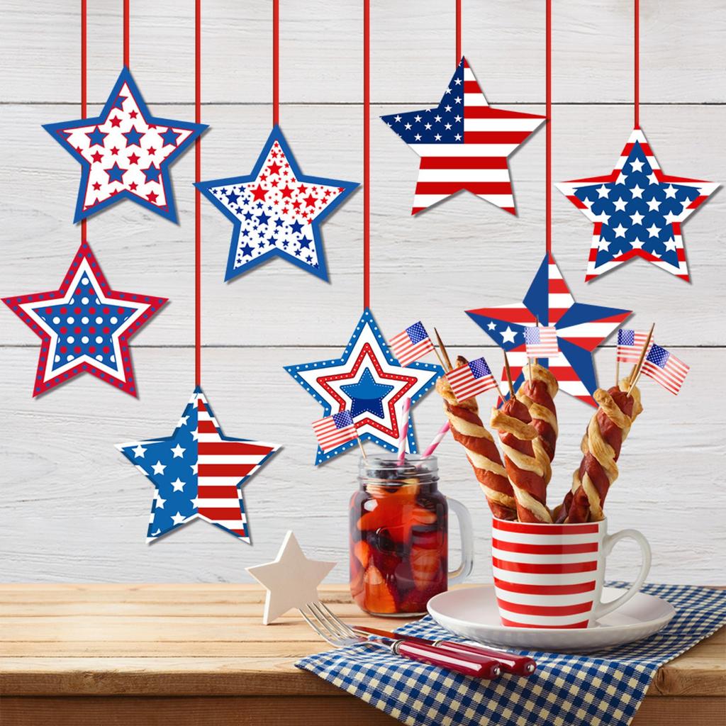 U.S. Independence Day Theme Single Sided Pentagram Hanging Party Scene Arrangement Decoration Hanging Supplies
