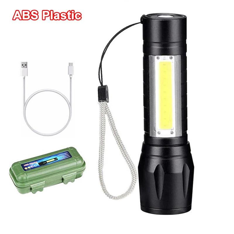 Мини светодиодный фонарик COB+XPE Портативный фонарь USB-зарядка Кемпинговый фонарь Масштабируемый фокусирующий свет Тактический фонарик с зажимом для ручки