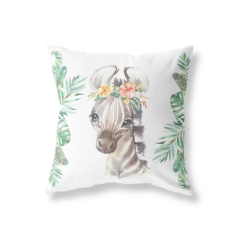 Милый кролик жираф животные декор детской комнаты полиэстер наволочка для подушки диванная подушка украшение дома наволочка для подушки