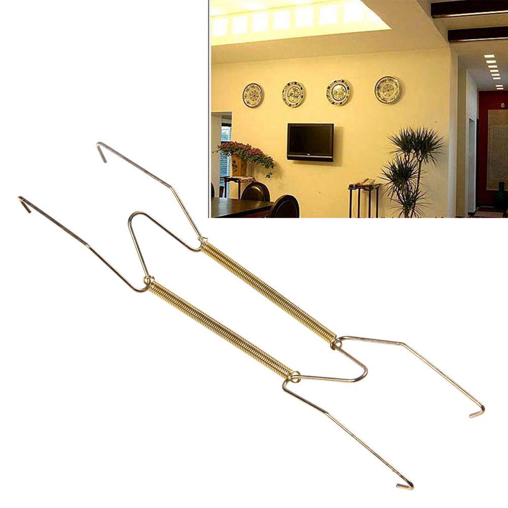 Fashion Square Invisible W Type Hook Wall Display Plate Dish Hangers Spring Holder
