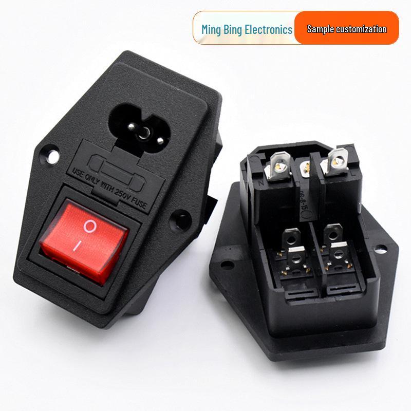 Double Insurance 8-Shape 3-in-1 AC Power Socket with Switch - Fixed Snap-in Design