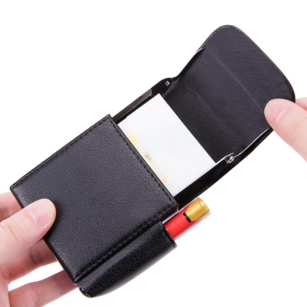 Women Men Storage Case Leather Stainless Steel Card Cash Holder Belt Pouch Lighter Wallet Pocket Solid Color Box Carrier