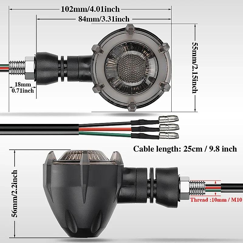 Motorcycle LED Turn Signal Lamp Sequential Flowing Flash Indicator Lights 12V 10mm Retro Dual-color Rotate LED Turn Signal Light