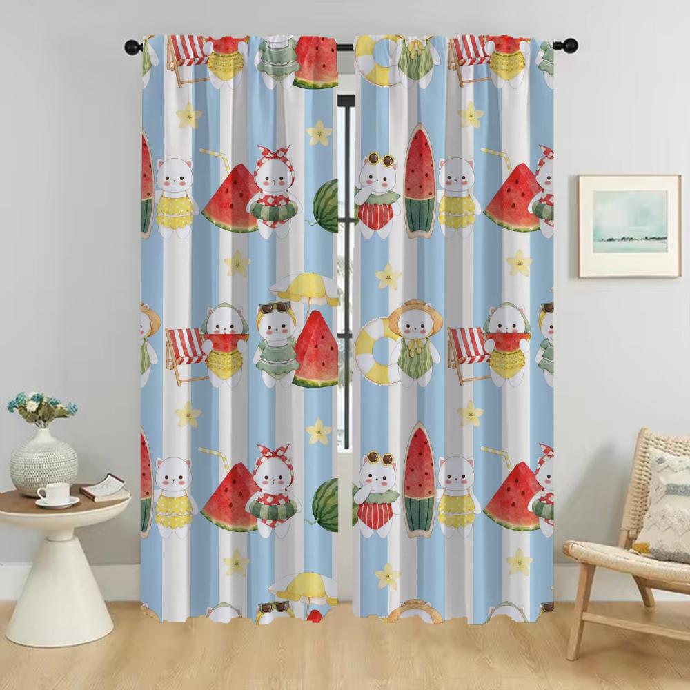 Арбузные шторы Китти для гостиной Штора для комнаты 2 панели Хэллоуин украшение Перегородка Домашний интерьер Шторы Жалюзи