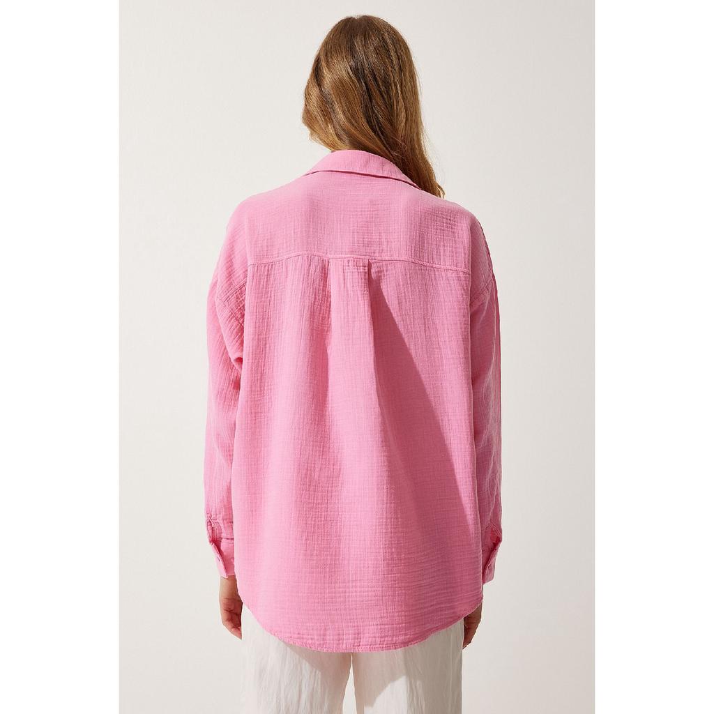 Oversize Basic Muslin Shirt Navy Blue